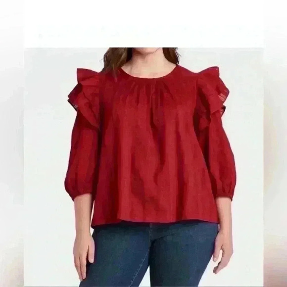 Universal Thread Puffed Flared Sleeve Burgundy? Deep Red Blouse Top Women XXL - Picture 1 of 8